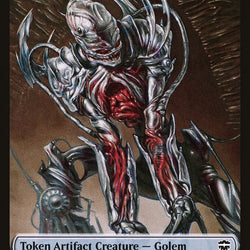 Golem // Rock Double-Sided Token [Commander Legends Tokens]