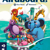 game cover of 'All Aboard!' featuring colorful animal characters on a boat with a blue sky and clouds in the background.