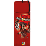 Red cylindrical container with 'Bang! Dice Explosion' design on a white background