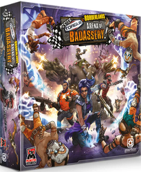 Board game box for 'Mister Toads: Borderlands Arena of Badassery' with colorful characters and graphics.