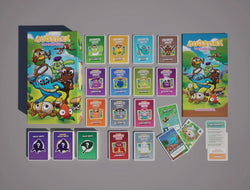 Collection of 'Bugsnax' trading cards on a gray background