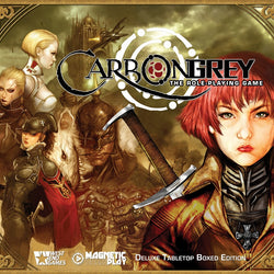 Cover of 'CARBON GREY RPG DELUXE BOXED SET' role-playing game with characters and text