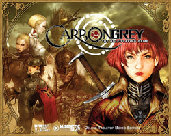 Cover of 'CARBON GREY RPG DELUXE BOXED SET' role-playing game with characters and text
