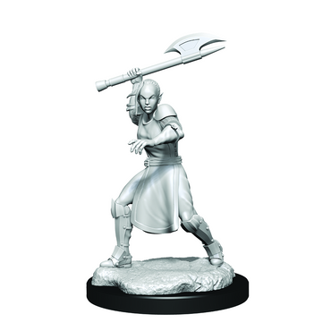 White figurine of a warrior holding a spear on a black base against a white background