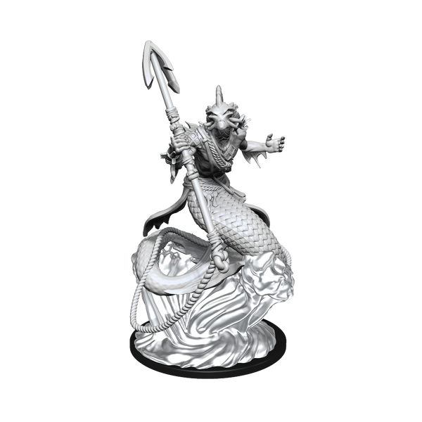 Unpainted fantasy figurine on a white background