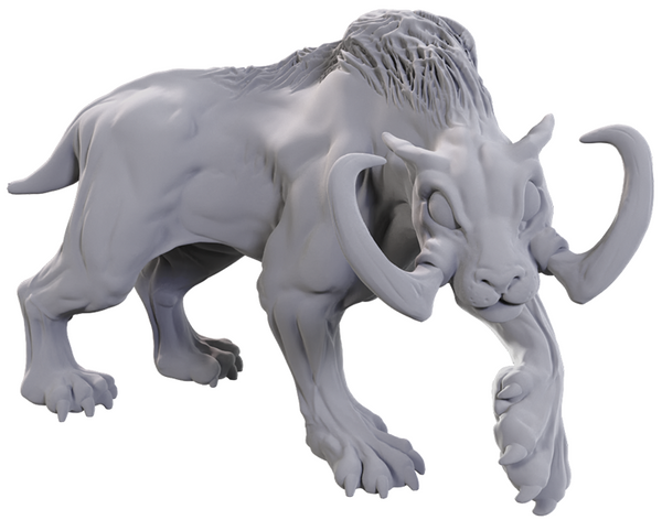 Gray woolly mammoth figurine on a white background