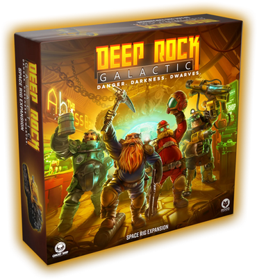 Board game box for 'Deep Rock Galactic' with characters and text on the cover.