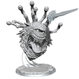 White plastic model of a fantasy creature head with detailed features on a white background