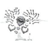 Gray plastic figurine parts on a white background