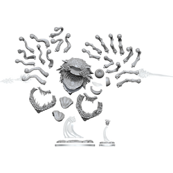 Gray plastic figurine parts on a white background