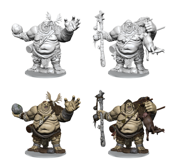 Four fantasy figurines with different poses and armors on a white background