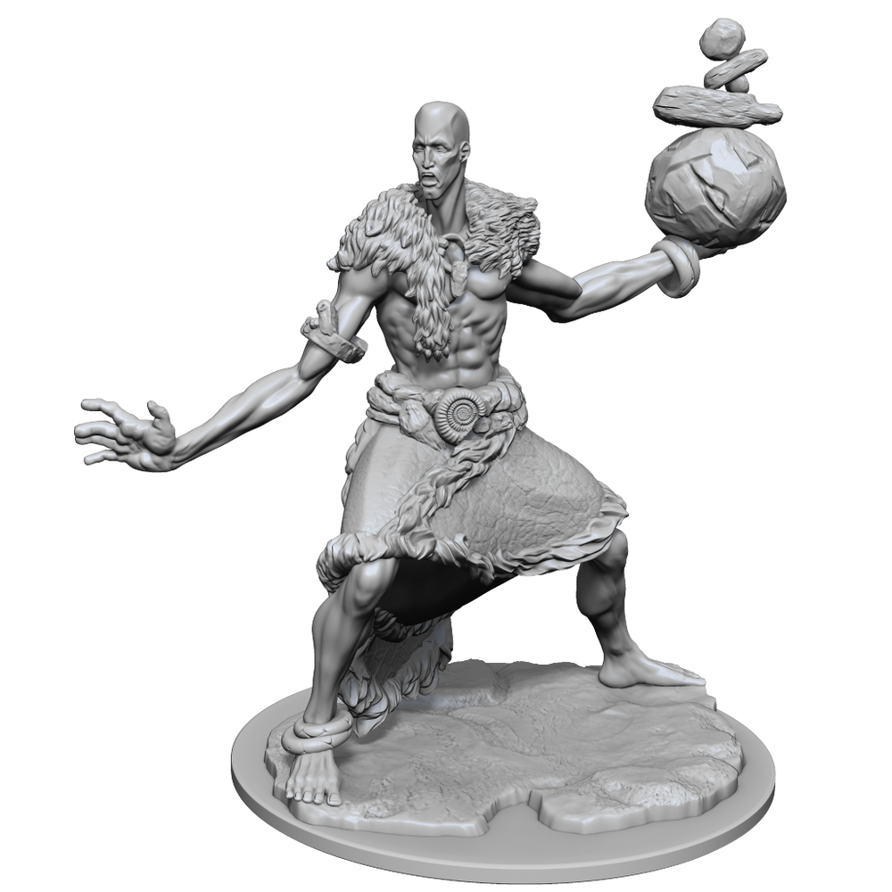 Gray sculpture of a warrior with a ball on a white background