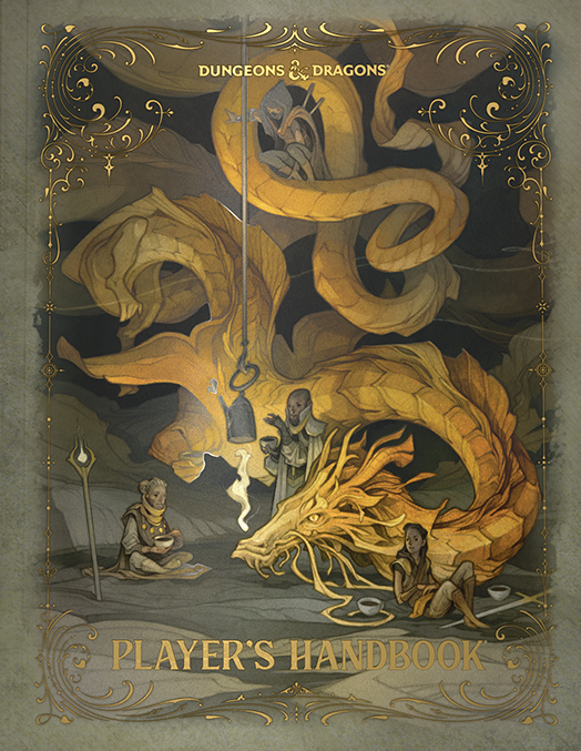 Cover of Dungeons & Dragons Player's Handbook with a large dragon illustration.