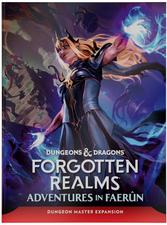 Dungeons & Dragons Forgotten Realms book cover with a character in a fantasy setting