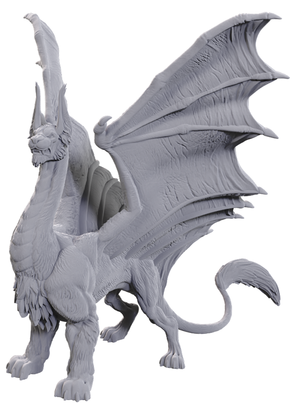 Gray dragon statue on a white background