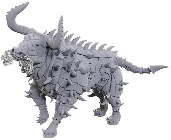 Gray mechanical dragon-like creature on a white background