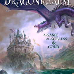 Cover of 'Dragonrealm' game with a dragon flying over a castle.