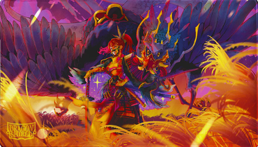 Colorful fantasy scene with a warrior and dragon, featuring the Dragon Shield logo.