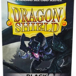 Box of Dragon Shield card sleeves with a dragon illustration on a black background