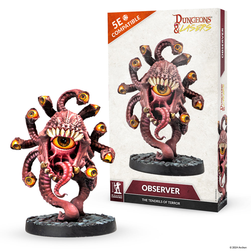 Monster figurine with 'Observer' packaging for Dungeons & Dragons on a white background