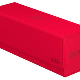 Red card storage box with 'Ultimate Guard' branding on a white background