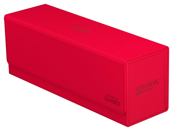 Red card storage box with 'Ultimate Guard' branding on a white background