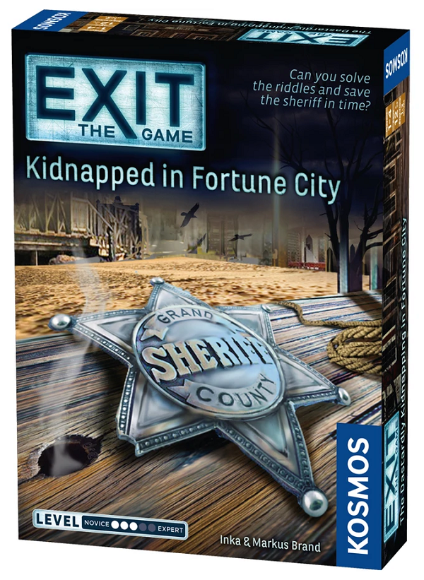 Board game box for 'Exit: The Game - Kidnapped in Fortune City' by Kosmos