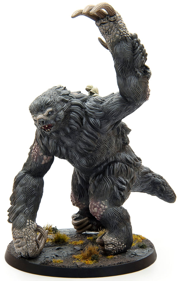 Statue of a gorilla-like creature on a white background