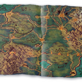 Cartoon-style map with mountains, water, and a 'Danger!' label on a white background