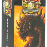 Box of 'Fool's Gold' reference cards with a dragon illustration on a black background