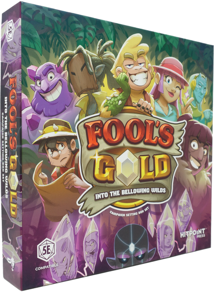 Board game box for 'Fool's Gold' with colorful characters and game title.