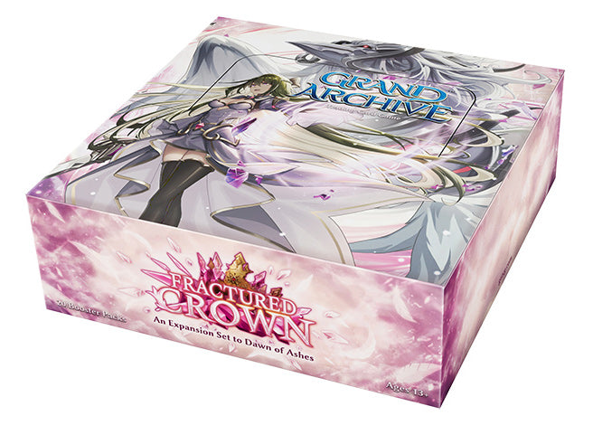 GRAND ARCHIVE TCG FRACTURED CROWN BOOSTER BOX. Card game box titled 'Fractured Crown' with character illustration on a white background