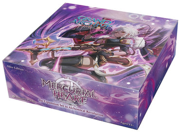 GRAND ARCHIVE TCG MERCURIAL HEART ALTER EDITION BOOSTER Card game expansion box titled 'Mercurial Heart' with character illustration on a purple background
