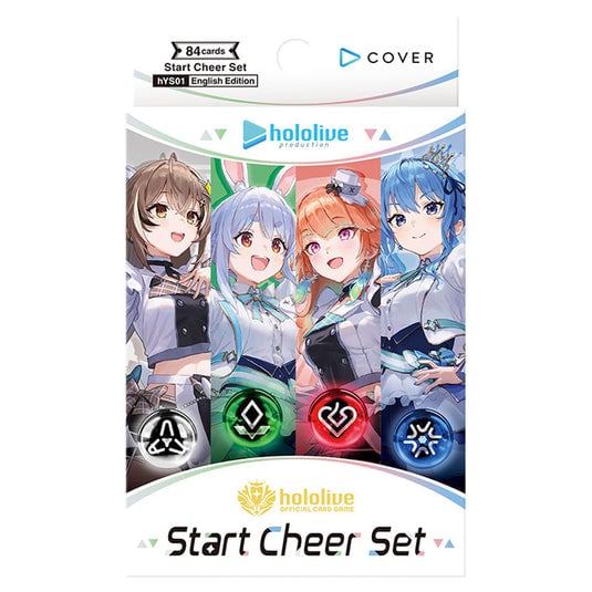 Hololive Start Cheer Set packaging with four animated characters on a white background