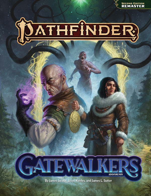 Cover of 'Pathfinder: Gatewalkers' with two characters and a mystical design.