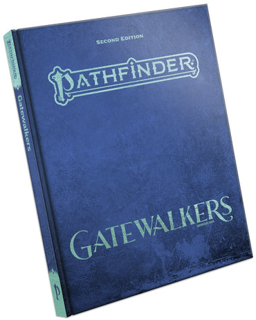 Blue book titled 'Pathfinder Second Edition: Gatewalkers' on a white background
