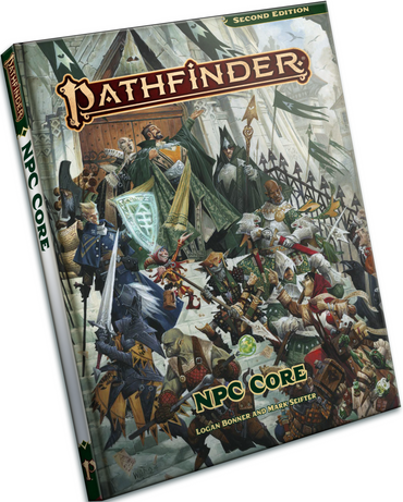Pathfinder NPC Core book cover with a bustling market scene on a white background