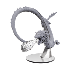Gray dragon figurine with a clear base on a white background