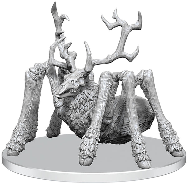 Unpainted fantasy creature with large antlers on a white background