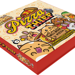 Pizza Thief board game box with cartoon characters on a white background