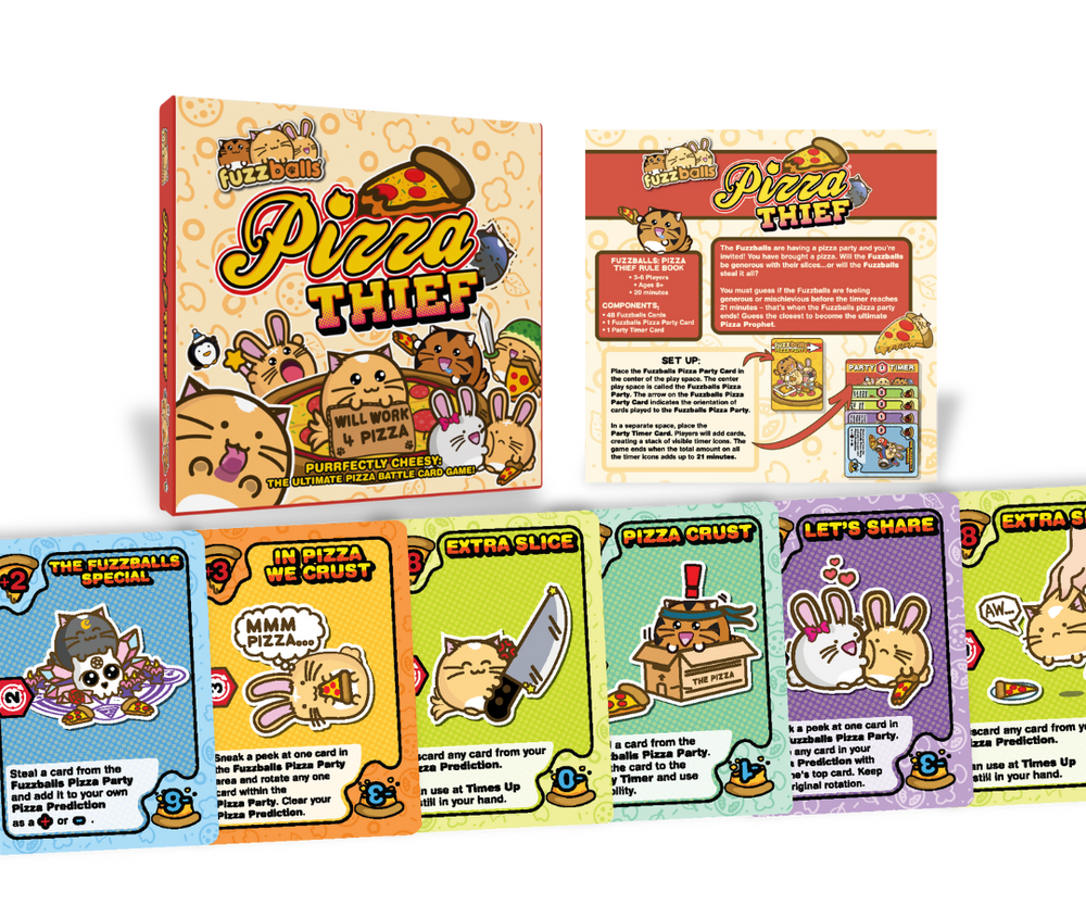 Board game components including a box, cards, and game pieces on a white background