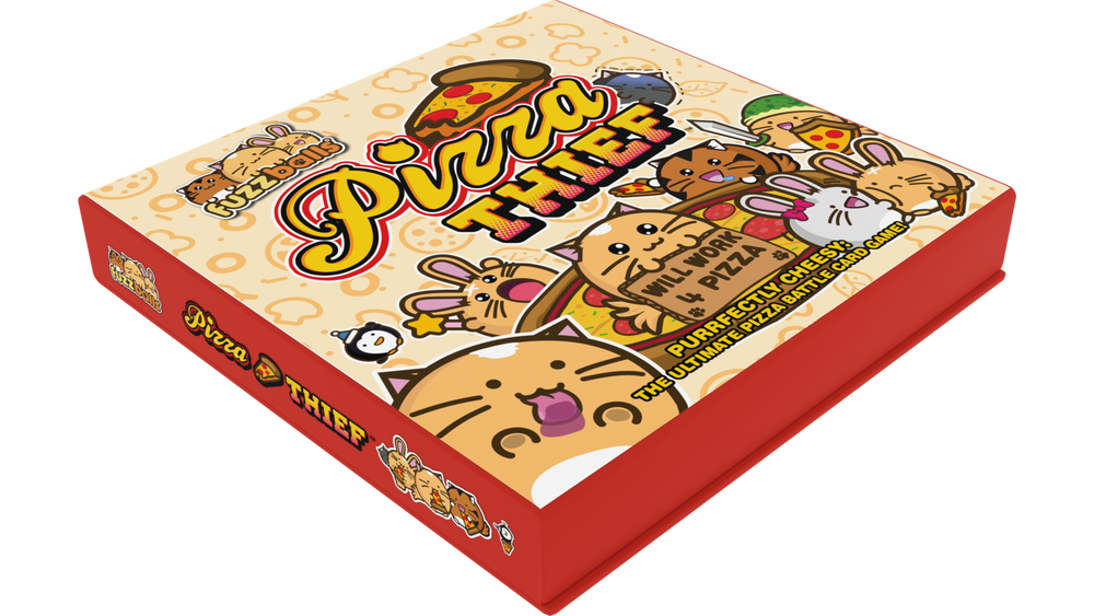 Pizza Thief board game box with cartoon characters on a white background