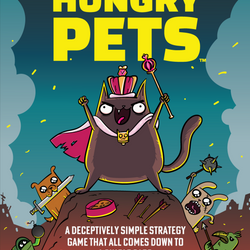 Cover of 'Power Hungry Pets' game with cartoon animals and text on a dark background