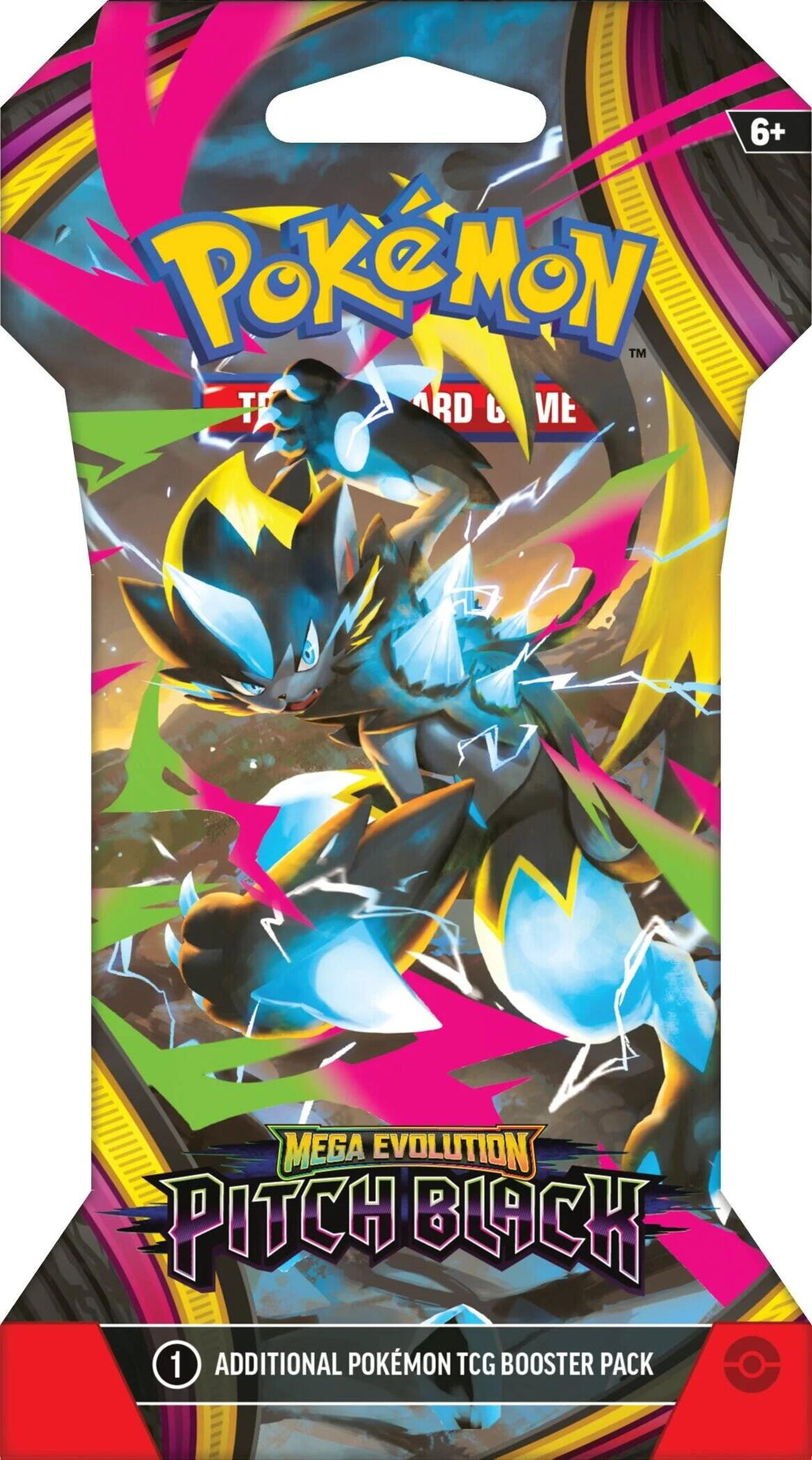 Pokémon Mega Evolution Pitch Black booster pack with colorful design