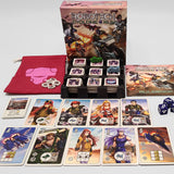 Robotech trading card game set with cards, dice, and box on a white background