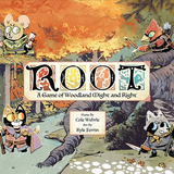 Cover of 'ROOT' game with cartoon animals in a forest setting