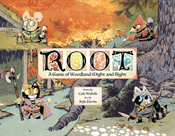 Cover of 'ROOT' game with cartoon animals in a forest setting