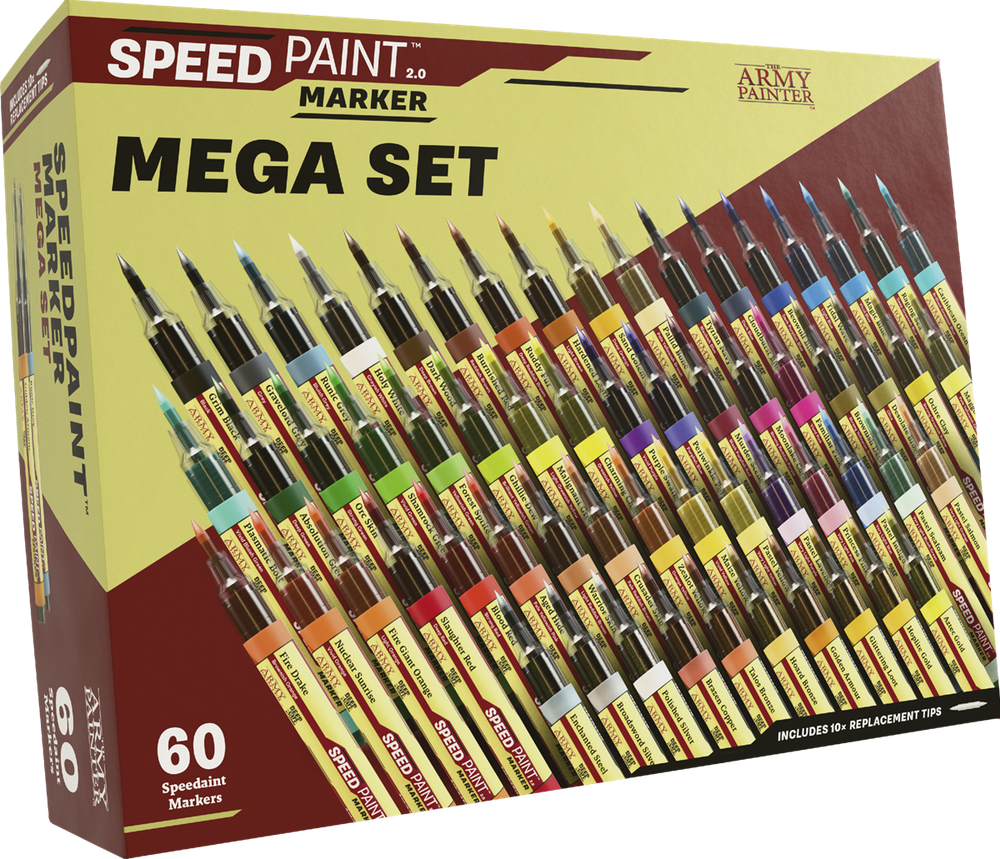 Box of Speed Paint 2.0 Marker Mega Set with 60 markers displayed.