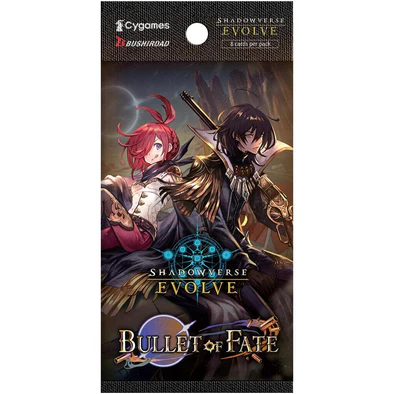 Card game packaging for 'Shadowverse Evolve' with two characters and game logo.