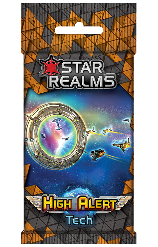 Star Realms High Alert Tech game expansion packaging with space-themed design.